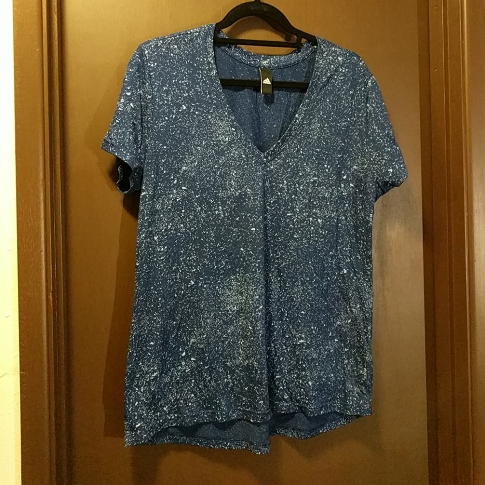 Adidas Navy Blue tshirt with splatter pattern